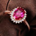 指輪 レディース ルビー 豪華 上品 フリーサイズ ピンクゴールド ギフト 誕生日祝い 新春セール 嫁 結婚式 二次会 プレゼント