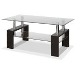 ottostyle.jp 【MODERN GLASS TABLE】 2段ガラステーブル 【ダークブラウン】 幅90cm×奥行き45cm×高さ40cm