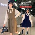 ワンピースドレス子供女の子吊りワン...