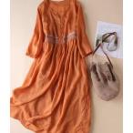 綿100％ エスニック柄刺繍ワンピース ロングワンピース コットン 刺繍 ワンピース マキシワンピース ゆったり 可愛い 春 夏 エスニックsk0433