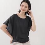 ドルマンスリーブ シフォントップス シフォン ブラウス レディース 半袖 フリル袖　ゆったり クルーネックSX315