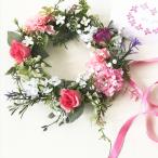 カーネーションと薔薇の ハンドメイドリース飾り 母の日プレゼント mowr-01