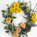大きいリース   デザインリース   ラベンダーとガーベラのハンドメイドアートリース spwgl-02
