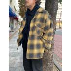 HUNIT エイチユニット オンブレチェツクオープンカラーシャツ ネルシャツ CPOジャケット マスタードチェック ビッグシルエット 送料無料