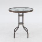 ガーデンテーブル カフェテーブル テーブル スチール＆強化ガラス丸天板直径600mm ガーデンファニチャー ベランダ ガーデニングテーブル