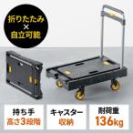 折りたたみ台車 自立 縦 横置き 4輪 静音キャスター 耐荷重136kg コンパクト 軽量 薄型 完全折りたたみ ブラック EZ1-CT007