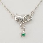 ネックレス エメラルド 一粒 誕生日 プラチナ900 ネコ ペンダント 猫 キャット ネックレス プレゼント ギフト 誕生日 プレゼント 母の日