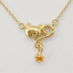 ネックレス レディース シトリン 一粒石 k18ゴールド 18金 ネコ ペンダント 猫 キャット母の日 誕生日 プレゼント ギフト 母の日