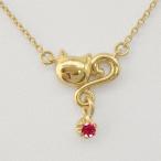 ネックレス レディース ルビー 一粒石 k18ゴールド 18金 ネコ ペンダント 猫 キャット母の日 誕生日 プレゼント ギフト 母の日