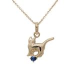 ネックレス レディース 9月誕生石 サファイア 一粒 ネコ ペンダント 猫 キャット 18金 ネックレス 誕生日 プレゼント ピンクゴールド 父の日
