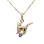ネックレス 12月誕生石 タンザナイト 一粒 ネコ ペンダント 猫 キャット 18金 誕生日 プレゼント ピンクゴールド 誕生日 プレゼント 母の日