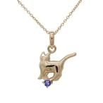 ネックレス レディース 12月誕生石 タンザナイト 一粒 ネコ ペンダント 猫 キャット 18金 ネックレス 誕生日 プレゼント ピンクゴールド 母の日 爆買