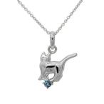 ネックレス プラチナ アクアマリン 一粒 ネコ ペンダント 誕生石 猫 キャット ネックレス 誕生日 プレゼント 誕生日 プレゼント 母の日