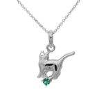 ネックレス プラチナ エメラルド 一粒 ネコ ペンダント 誕生石 猫 キャット ネックレス 誕生日 プレゼント 誕生日 プレゼント 母の日