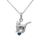 ネックレス 9月誕生石 サファイア 一粒 ネコ ペンダント 猫 キャット プラチナ ネックレス 誕生日 プレゼント 誕生日 プレゼント 母の日