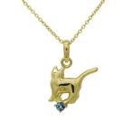 ネックレス レディース 18金 アクアマリン 一粒 ネコ ペンダント 誕生石 猫 キャット イエローゴールド 誕生日 プレゼント ギフト 母の日 爆買