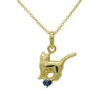 ネックレス レディース 9月誕生石 サファイア 一粒 ネコ ペンダント 猫 キャット 18金 イエローゴールド 誕生日 プレゼント ギフト 母の日 爆買