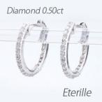 ダイヤモンド ピアス フープ ゴールド 18k 中折れ エタニティ 18金 k18 誕生日 プレゼント 母の日