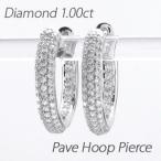 ダイヤモンド ピアス フープ ゴールド 18k 中折れ パヴェ 18金 k18 誕生日 プレゼント 母の日
