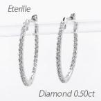 ダイヤモンド ピアス フープ ゴールド 18k 中折れ オーバル スレンダー 誕生日 プレゼント 母の日