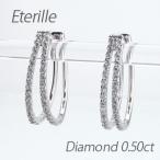 ダイヤモンド ピアス フープ ゴールド 10k 中折れ オーバル 2連 ダブル エタニティ 誕生日 プレゼント 母の日 爆買