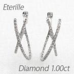 ダイヤモンド ピアス フープ ゴールド 18k 中折れ オーバル クロス 2連 k18 誕生日 プレゼント 母の日 爆買