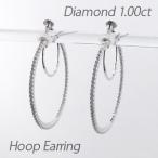 ダイヤモンド イヤリング 指輪 レディース ゴールド 18k フープ エタニティ ラウンド 1.00ct k18 誕生日 プレゼント 母の日 爆買