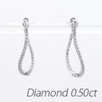 ダイヤモンド ピアス フープ ゴールド 18k 中折れ エタニティ オーバル カーブ 誕生日 プレゼント 母の日