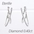 ダイヤモンド ピアス フープ ゴールド 18k 中折れ オーバル クロス 2連 地金 k18 誕生日 プレゼント 母の日 爆買