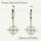 ダイヤモンド ピアス フープ ゴールド 18k スノークリスタル 雪 中折れ 揺れる 誕生日 プレゼント 母の日 爆買