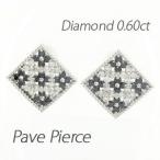 ブラックダイヤモンド ピアス レディース プラチナ 900 パヴェ スクエア フラワー 花 アンティーク ミル 透かし 誕生日 プレゼント 母の日 爆買