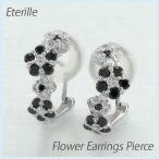 ブラックダイヤモンド イヤリング 指輪 レディース クリップ ゴールド 18k フラワー 花 18金 誕生日 プレゼント 母の日 爆買