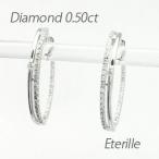 ダイヤモンド ピアス フープ ゴールド 18k 中折れ オーバル エタニティ 2連 誕生日 プレゼント 母の日 爆買