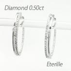 ダイヤモンド ピアス フープ ゴールド 10k 中折れ オーバル エタニティ 2連 誕生日 プレゼント 母の日 爆買