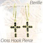 ブラックダイヤモンド ピアス ゴールド 18k クロス 十字架 フ18金 k18 YG揺れる 誕生日 プレゼント 母の日 爆買