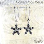 ブラックダイヤモンド ピアス ゴールド 18k フフラワー 花 揺れる 18金 k18 誕生日 プレゼント 母の日 爆買