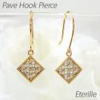 ピアス ゴールド 18k ダイヤモンド アンティーク ミル フラワー 花 パヴェ 揺れる 18金 誕生日 プレゼント 母の日