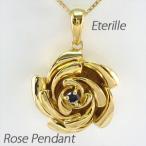 ブラックダイヤモンド ネックレス ゴールド 18k ペンダント 薔薇 バラ 一粒 ブラ 18金 誕生日 プレゼント 母の日 爆買