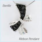 ブラックダイヤ ネックレス ゴールド 18k ペンダント パヴェ リボン ブラックダイヤ 18金 誕生日 プレゼント 母の日