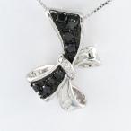 ブラックダイヤ ネックレス ゴールド k10 10k ペンダント パヴェ リボン ブラックダイヤ 10金 誕生日 プレゼント 母の日 爆買