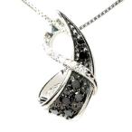 ブラックダイヤ ネックレス ゴールド 18k ペンダント ブラックダイヤ リボン 18金 誕生日 プレゼント 父の日