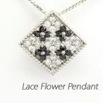ブラックダイヤモンド ネックレス ゴールド k10 10k ペンダント フラワー 透かし スクエア 10金 誕生日 プレゼント 母の日 爆買