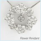 ダイヤモンド ネックレス レディース ゴールド 18k ペンダント フラワー 花 ブラ 揺れる サークル 18金 誕生日 プレゼント 母の日 爆買