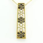 ブラックダイヤモンド ネックレス ゴールド 18k ペンダント フラワー 花 ミル 18金 誕生日 プレゼント 母の日
