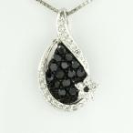 ブラックダイヤモンド ネックレス ゴールド k10 10k ペンダント パヴェ ブラックダイヤ フラワー ドロップ 誕生日 プレゼント 母の日 爆買