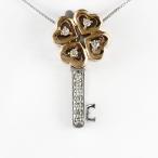 ハート ネックレス ダイヤモンド ゴールド クローバー キー 鍵 ペンダント 18金 k18 誕生日 プレゼント 母の日 爆買