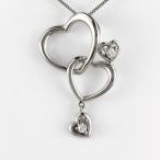 ハート ネックレス ダイヤモンド ペンダント ゴールド ダブル シンプル プチ k10 10k 10金 誕生日 プレゼント 母の日 爆買