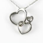 ネックレス レディース ハートダイヤモンド ペンダント プラチナ 900 ダブル シンプル プチ 誕生日 プレゼント 母の日 爆買