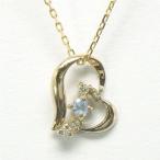ネックレス アクアマリン オープンハート ペンダント k18ゴールド 天然ダイヤモンド 誕生日 プレゼント ギフト 母の日 爆買