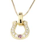 ピンクトルマリン 10月誕生石 ネックレス ダイヤモンド 馬蹄 ホースシュー お守り k10 10金 ゴールド 誕生日 プレゼント 母の日 爆買
